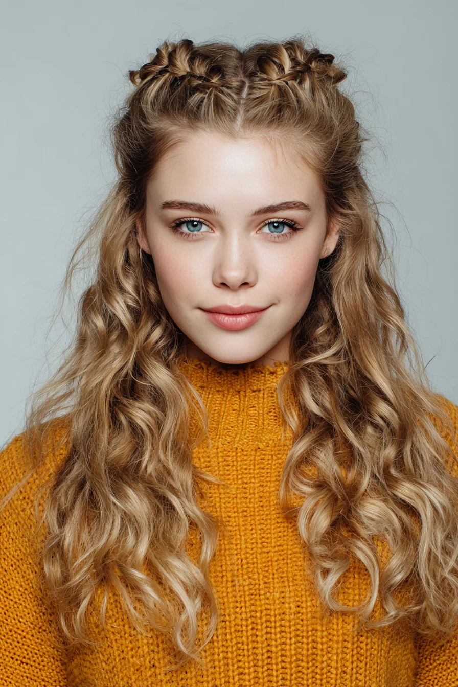 Half-Up Dutch Braids with Loose Beachy Waves