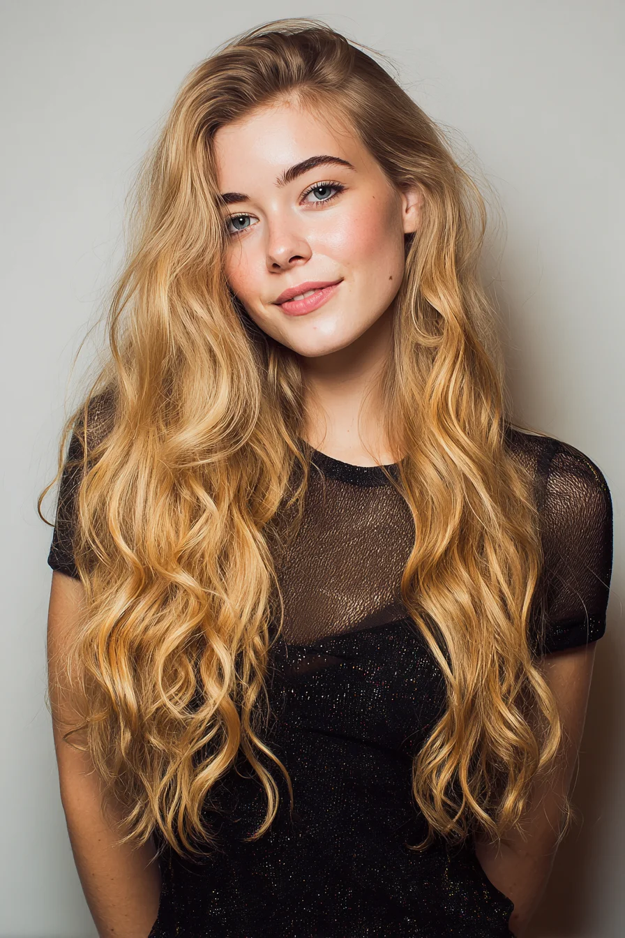 Long Beachy Waves with Face-Framing Layers