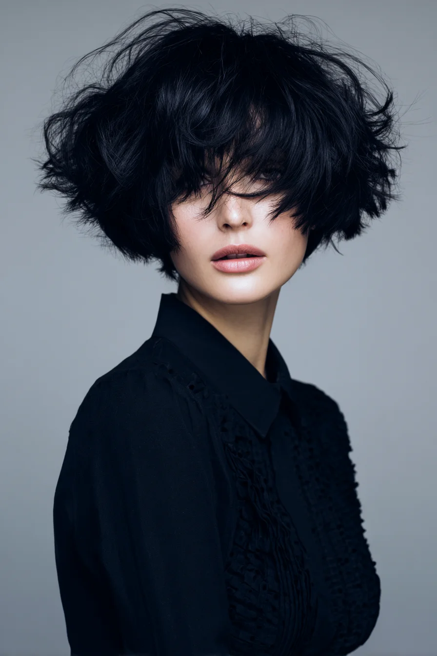 Textured Choppy Short Bob with Wispy Fringe