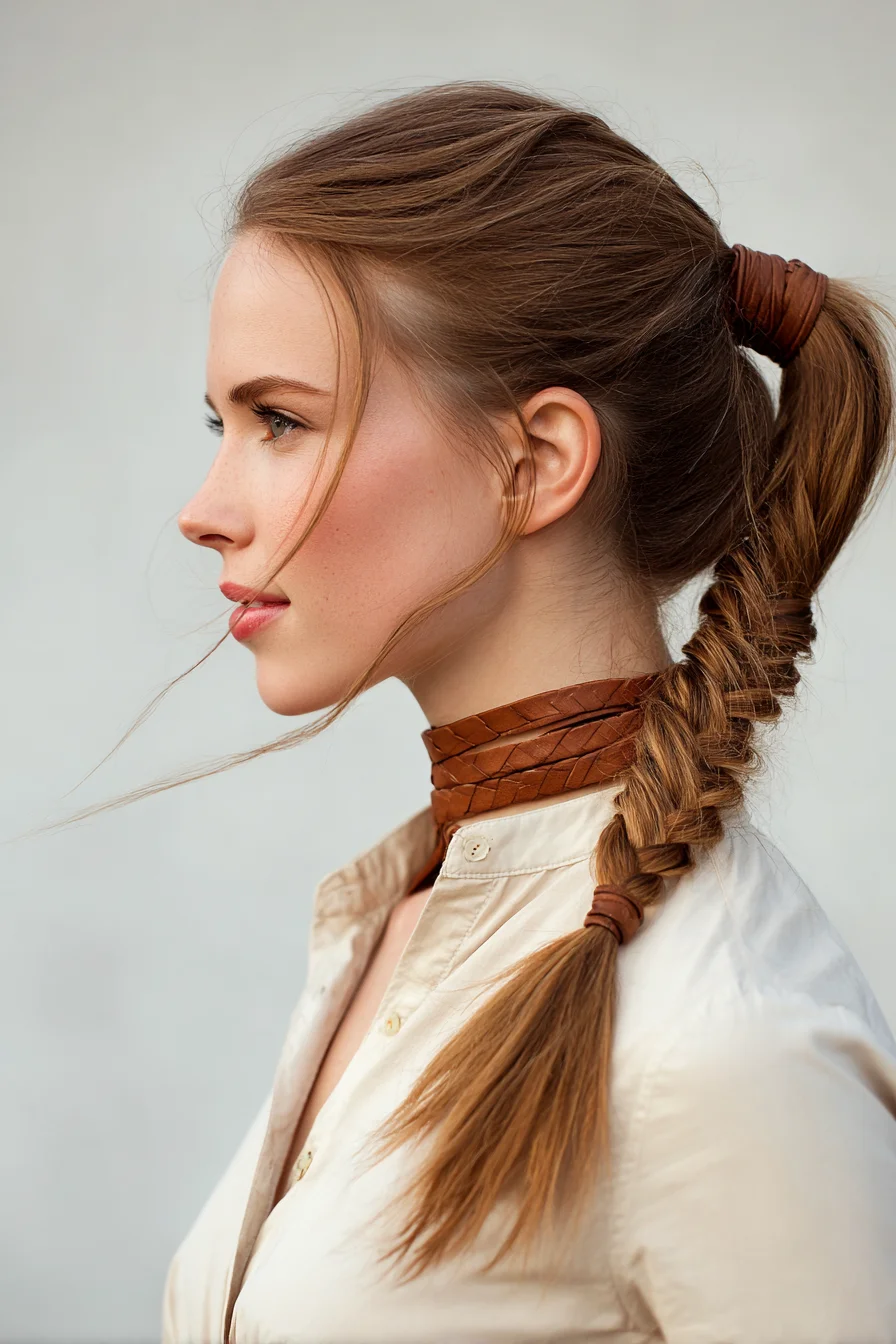 Textured Fishtail Ponytail with Face‑Framing Tendrils