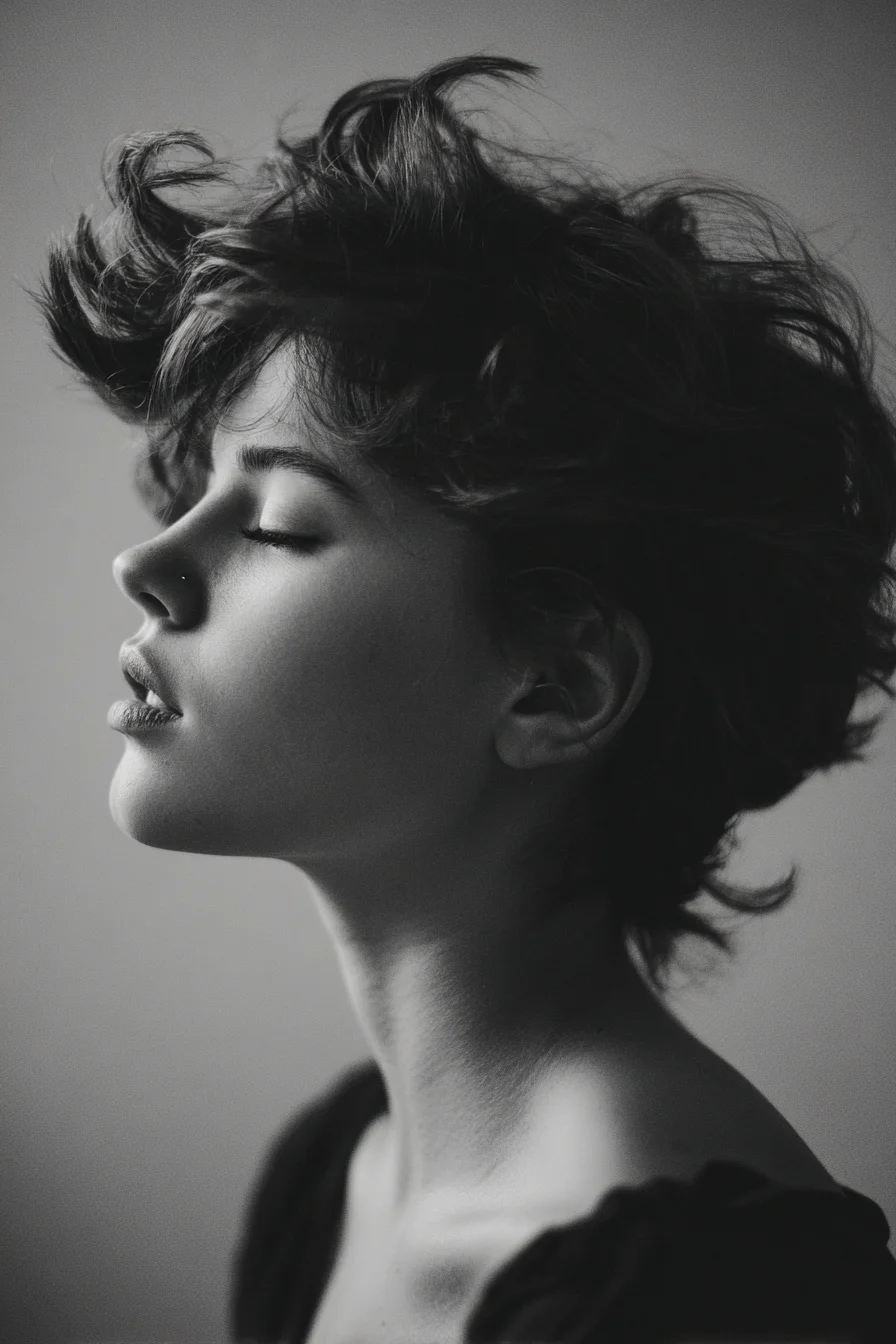 Textured Tousled Pixie Cut with Layered Fringe and Volume