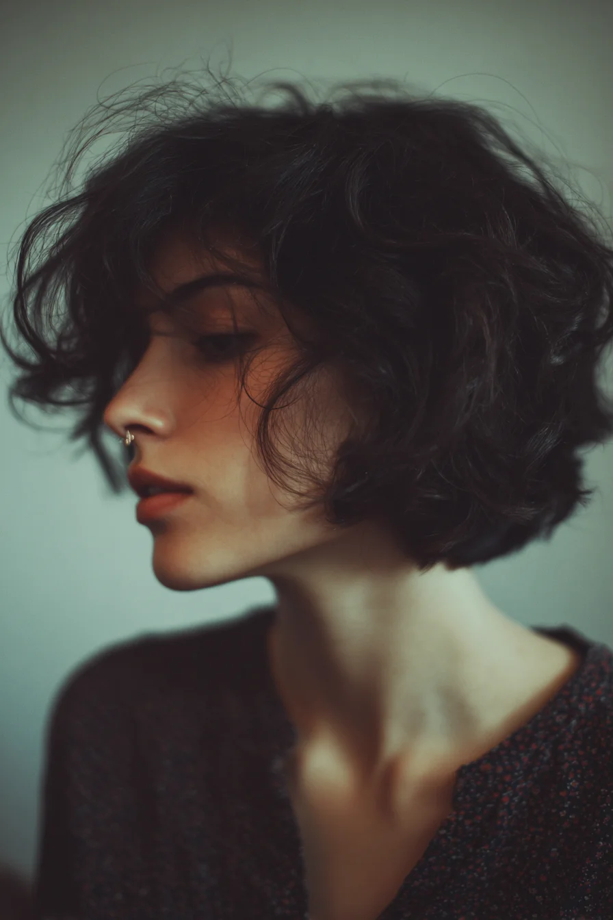 Textured Tousled Short Bob with Soft Fringe