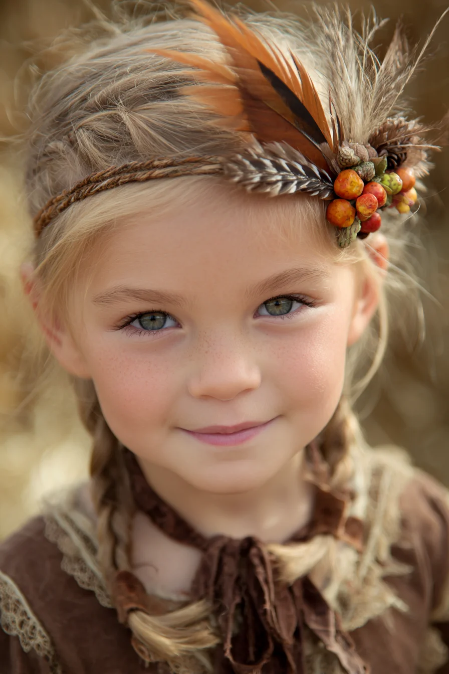 Boho Double Braids with Feathered Headband