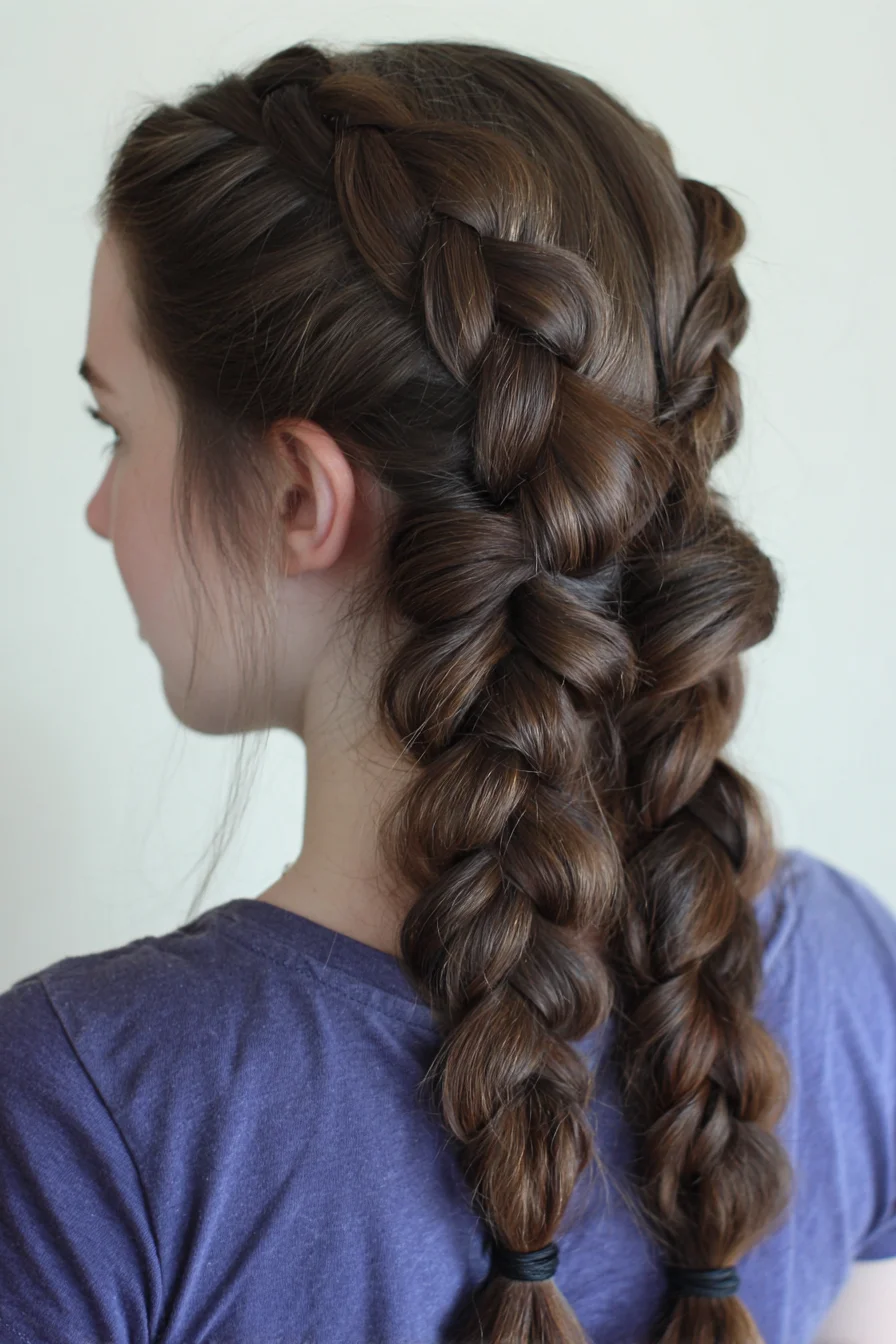 Chunky Double Dutch Braids — Voluminous Braided Pigtails for Thick Hair