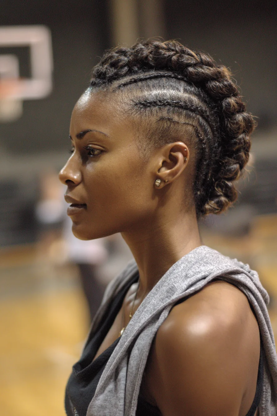 Cornrow Mohawk with Feed-In Braids — Protective Braided Faux Hawk