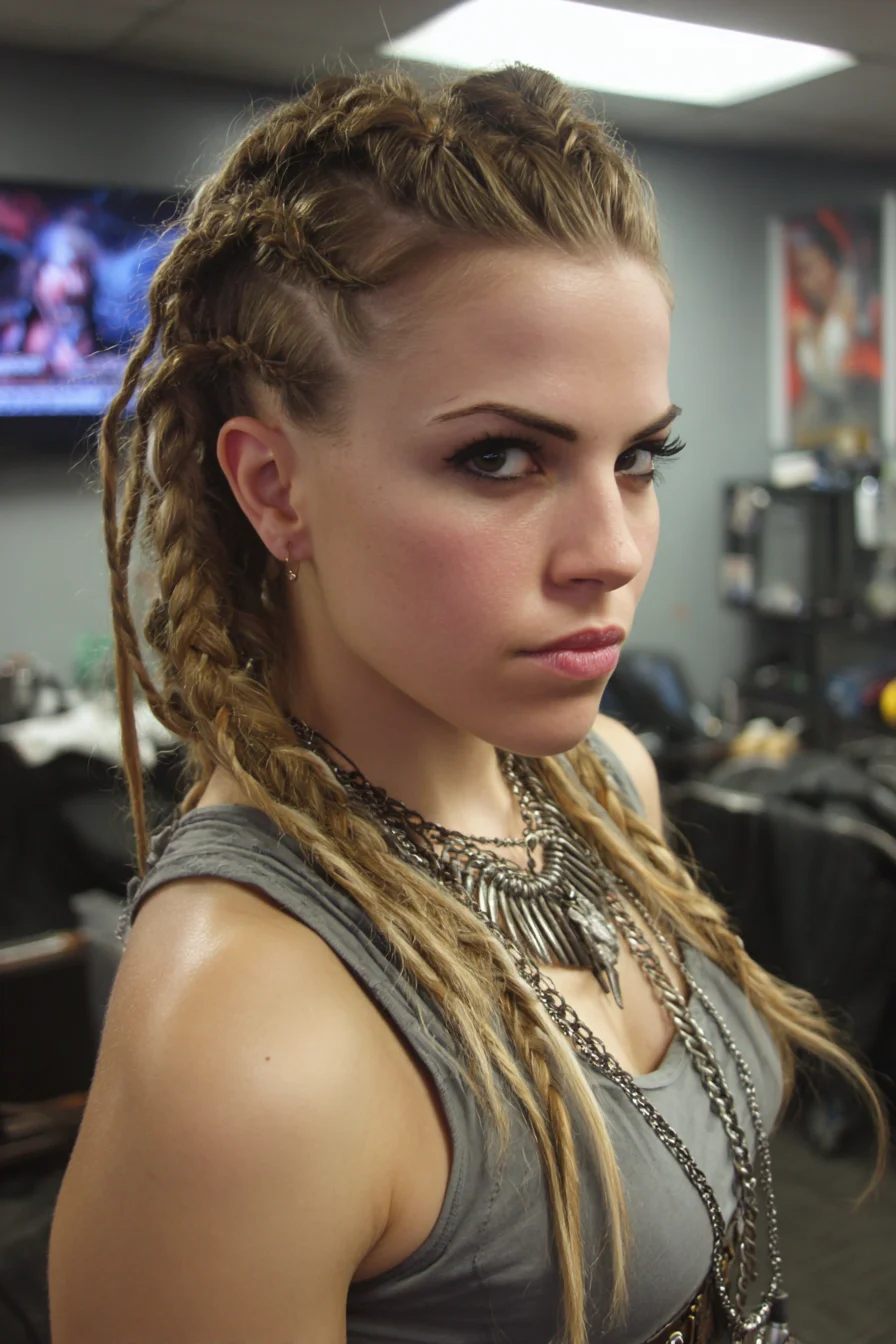 Cornrowed Rows into Loose Twists — Braided Mohawk with Textured Ends