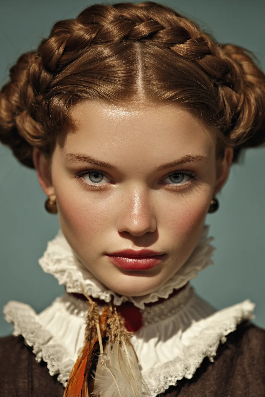 Crown Dutch Braids with Twisted Side Buns — Halo Braided Updo for Medium to Long Hair