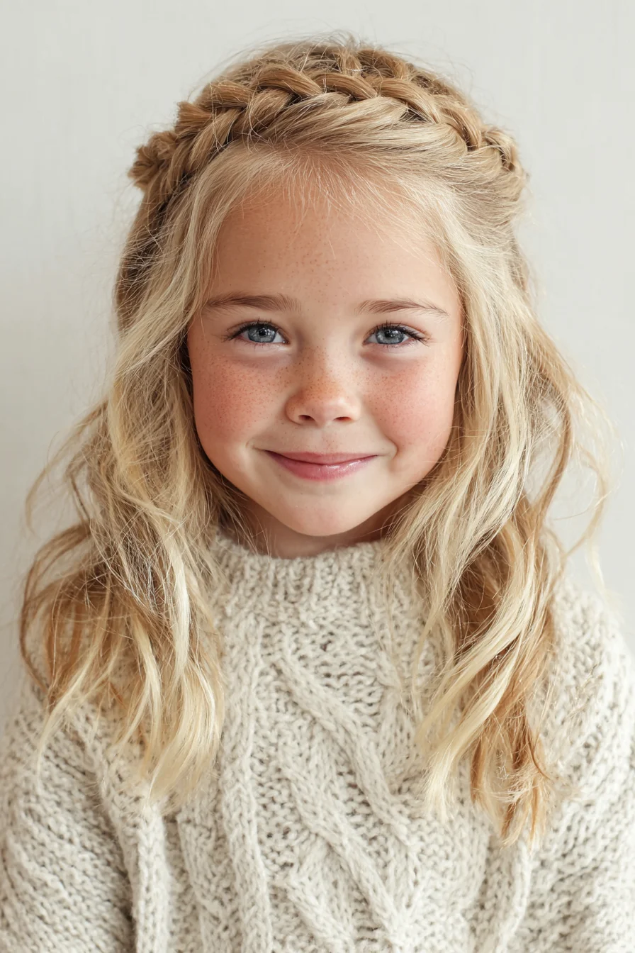 Crown Halo Braid with Loose Beach Waves