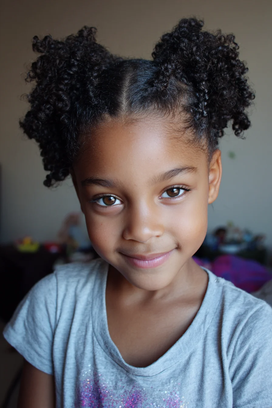 Defined Double Puff Ponytails for Natural Curly and Coily Hair