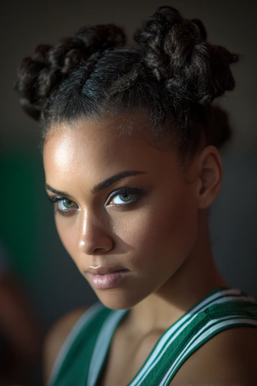 Double Braided Top Buns — Cornrow-to-Bun Updo for Natural & Curly Hair