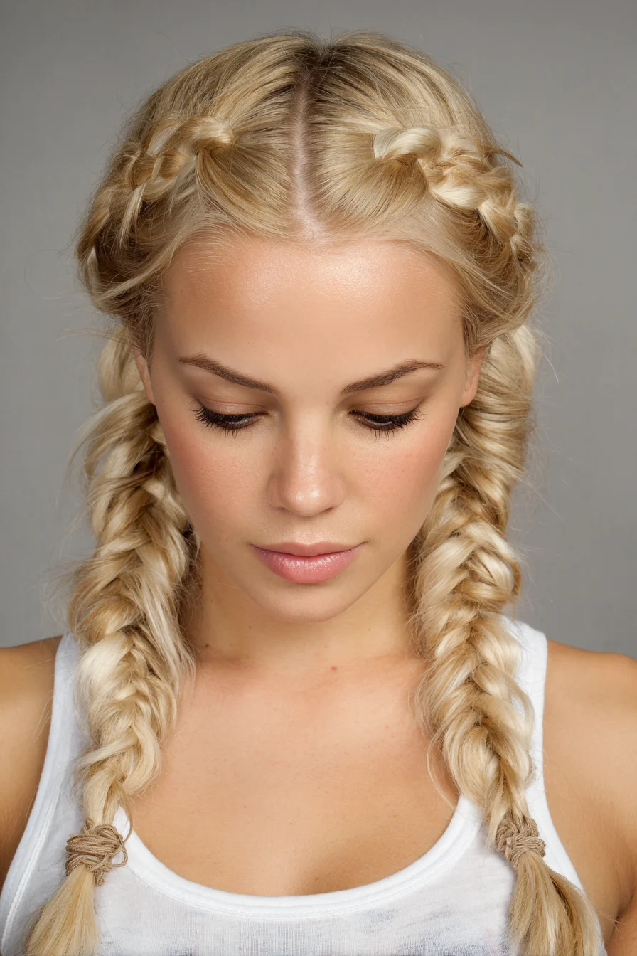 Double Dutch Braids with Soft Fishtail Finish — Textured Braided Look