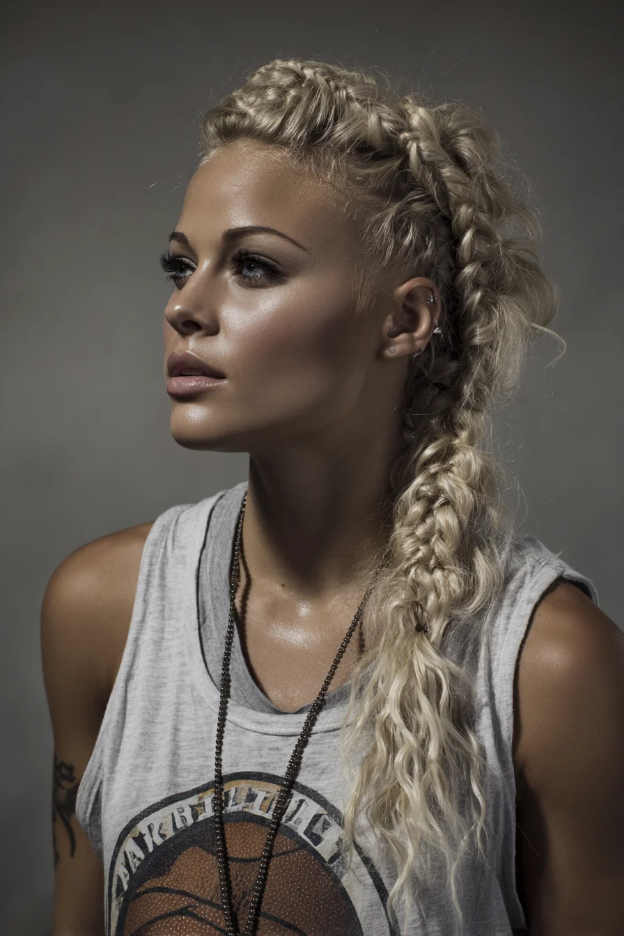 Double Dutch Side Braids Merged into a Loose Textured Side Braid