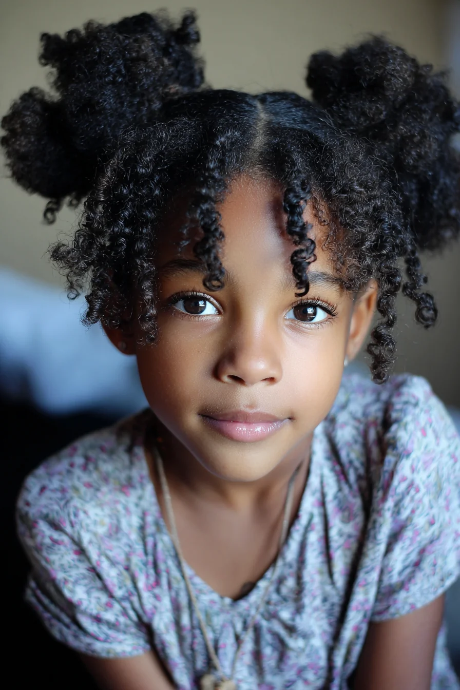 Double High Puffs with Defined Front Twists — Natural Curly/Kinky Hair