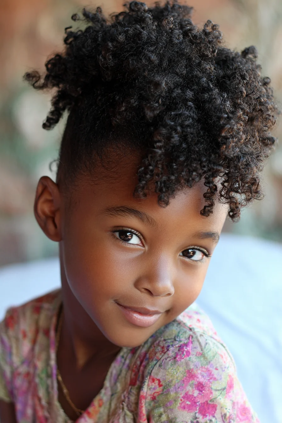 High Curly Puff with Defined Finger Coils — Natural Textured Hair