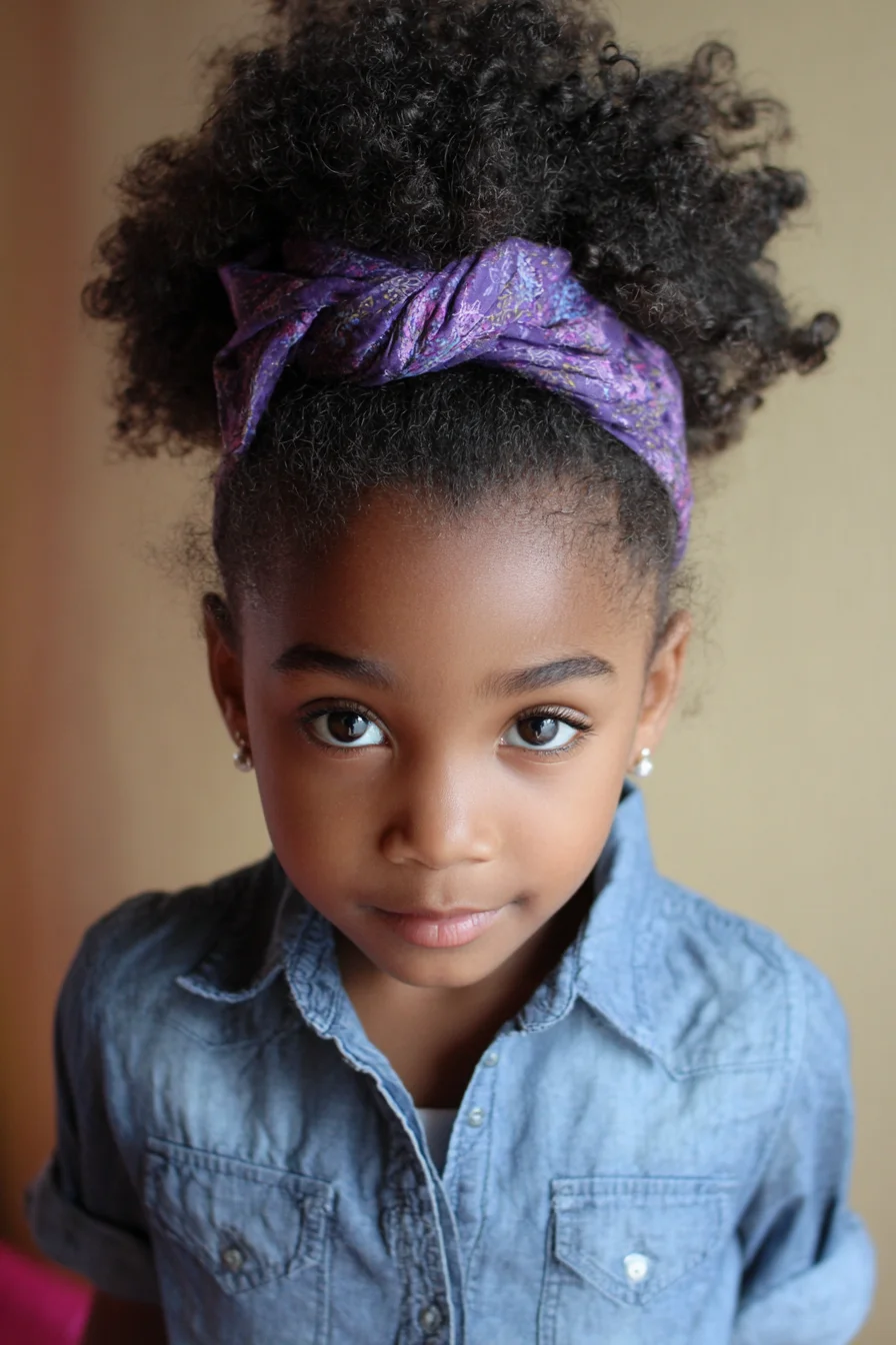 High Puff with Scarf Headband — Natural Curly & Coily Hair
