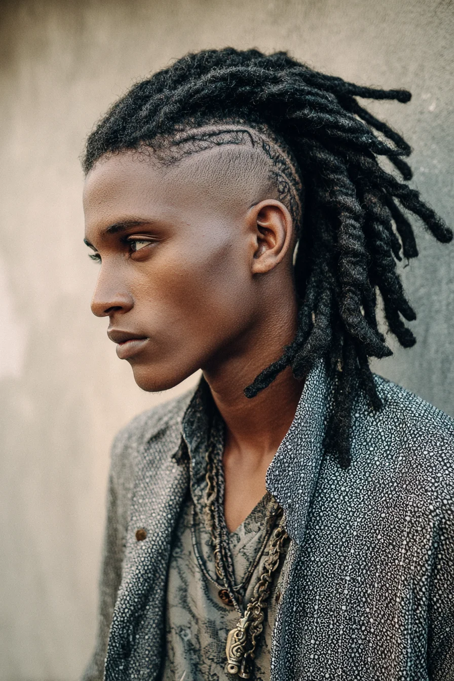 High Undercut Dreadlocks with Shaved Side Design