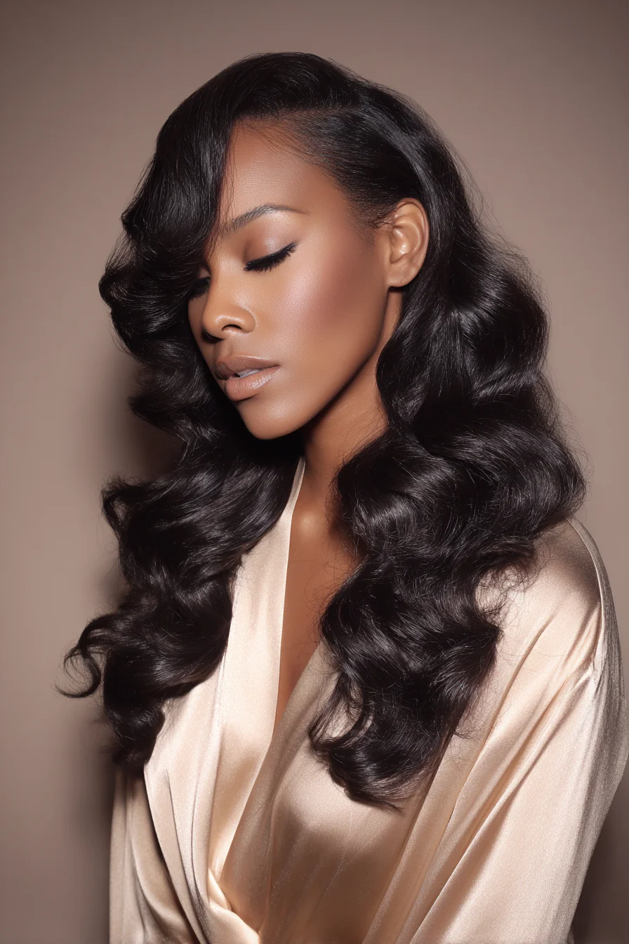 Long Hollywood Waves with Deep Side Part