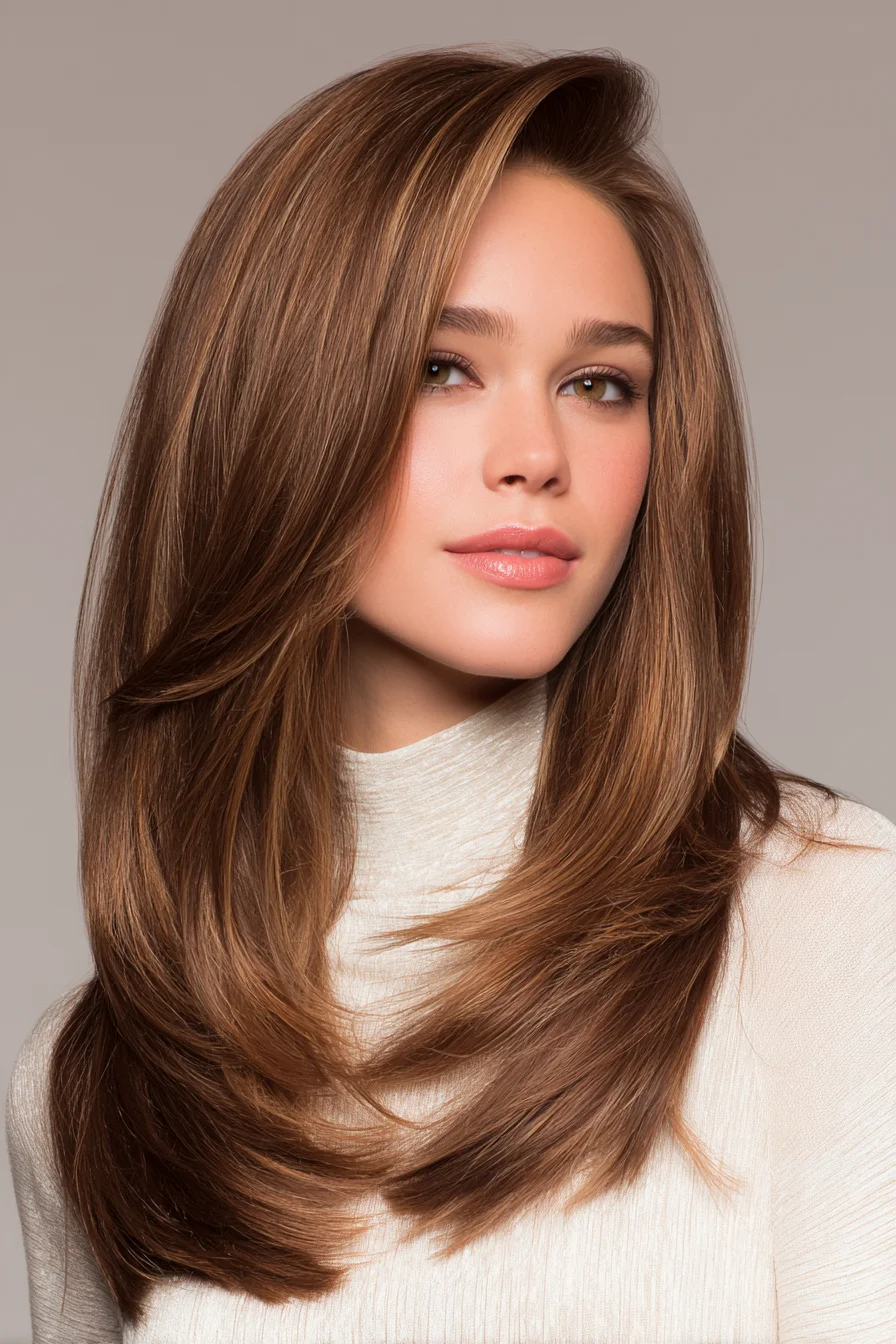 Long Layered Blowout with Face‑Framing Layers and Soft Flip