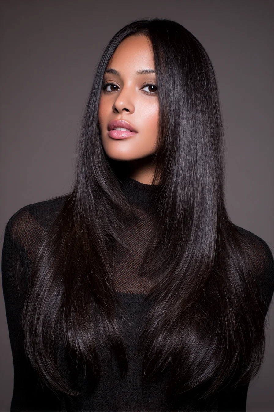 Long Sleek Layered Cut — Face‑Framing Layers for Straight to Wavy Hair