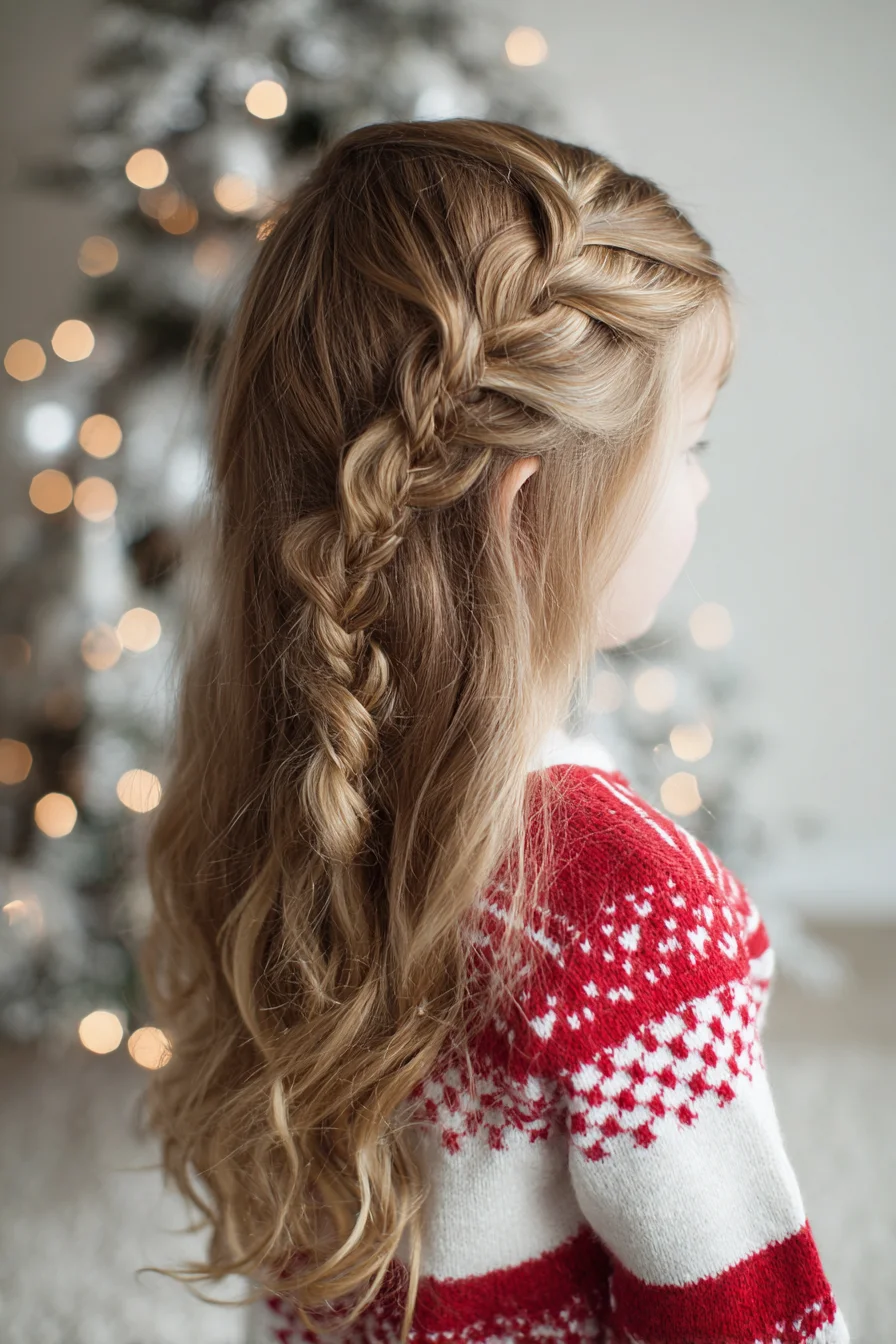 Loose Waterfall Twist into Boho Side Braid for Long Wavy Hair