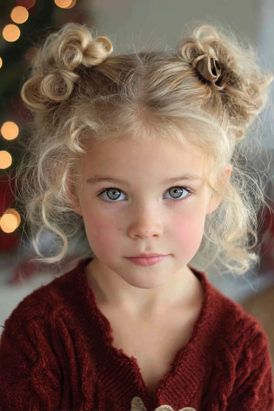 Messy Curly Double Buns (Space Buns) — For Fine, Wavy & Curly Hair