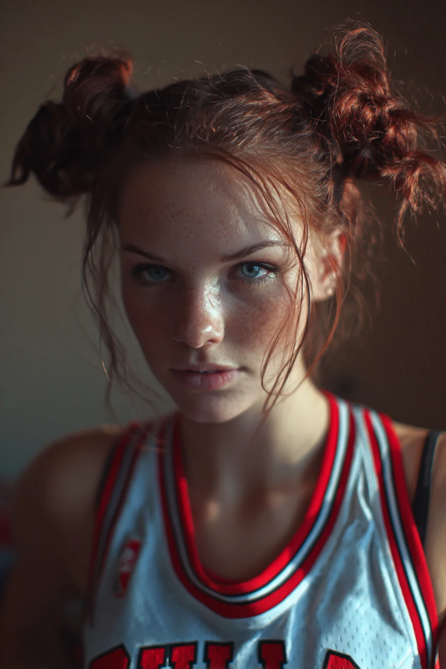 Messy Double Space Buns with Face‑Framing Tendrils