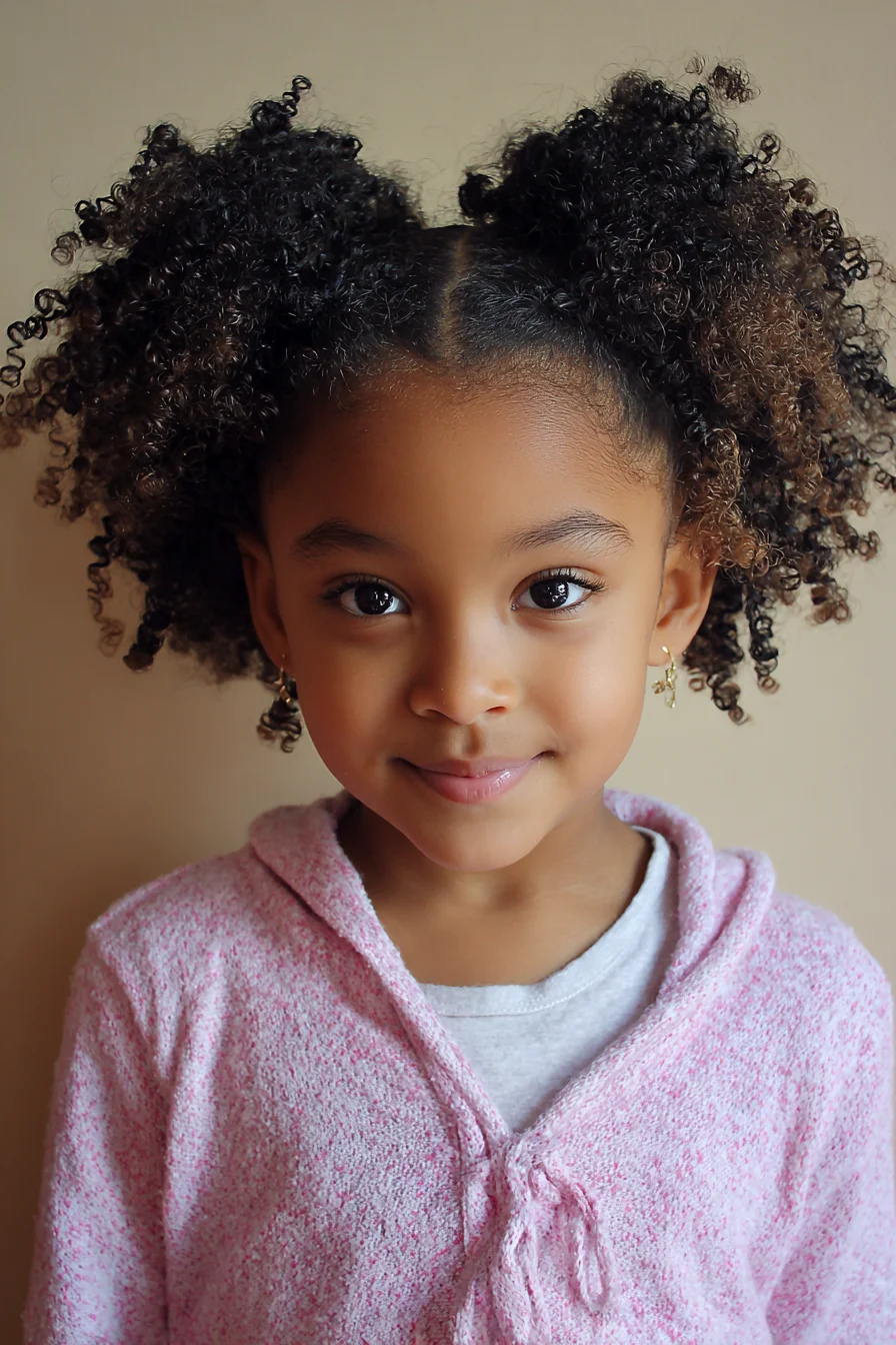 Middle-Part Double Puffs for Defined Natural Curly Hair