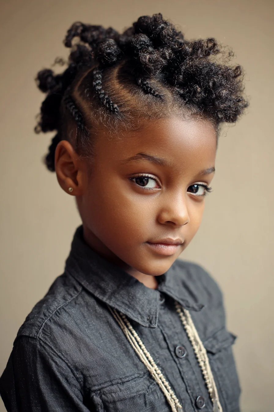 Mini Cornrows into Bantu Knots — Natural 4A–4C Twist-and-Knot Style