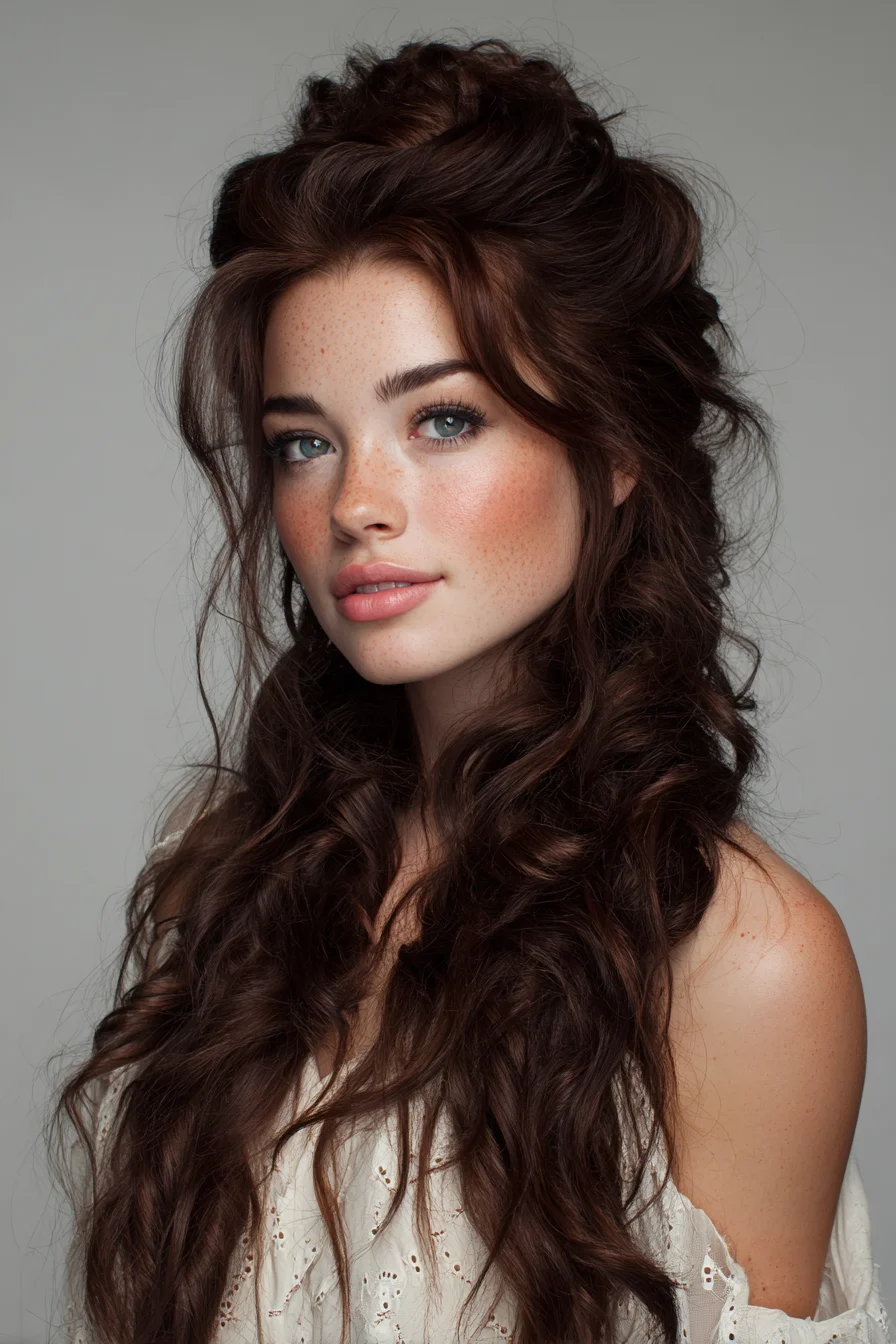 Romantic Textured Half-Up Half-Down with Loose Waves