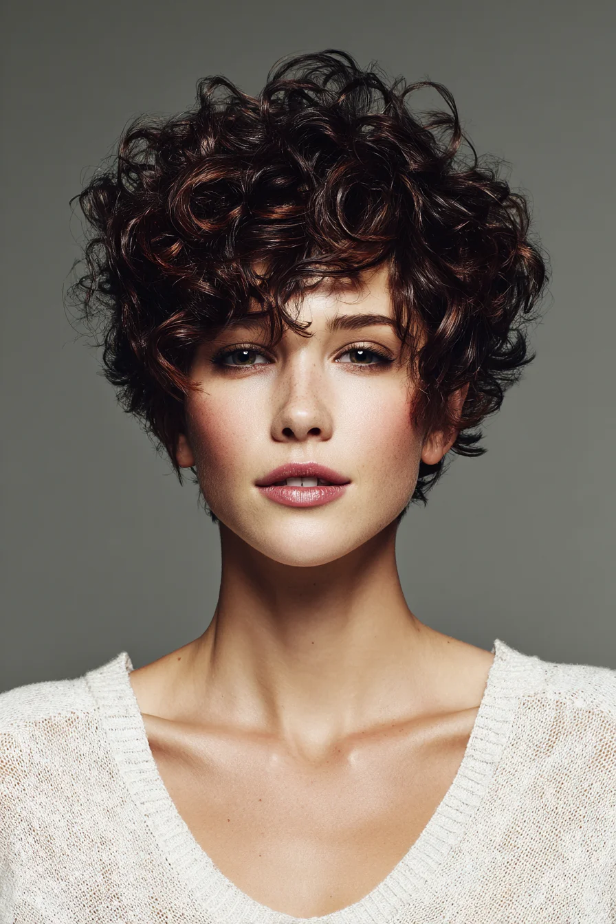 Short Curly Pixie with Voluminous Textured Curls