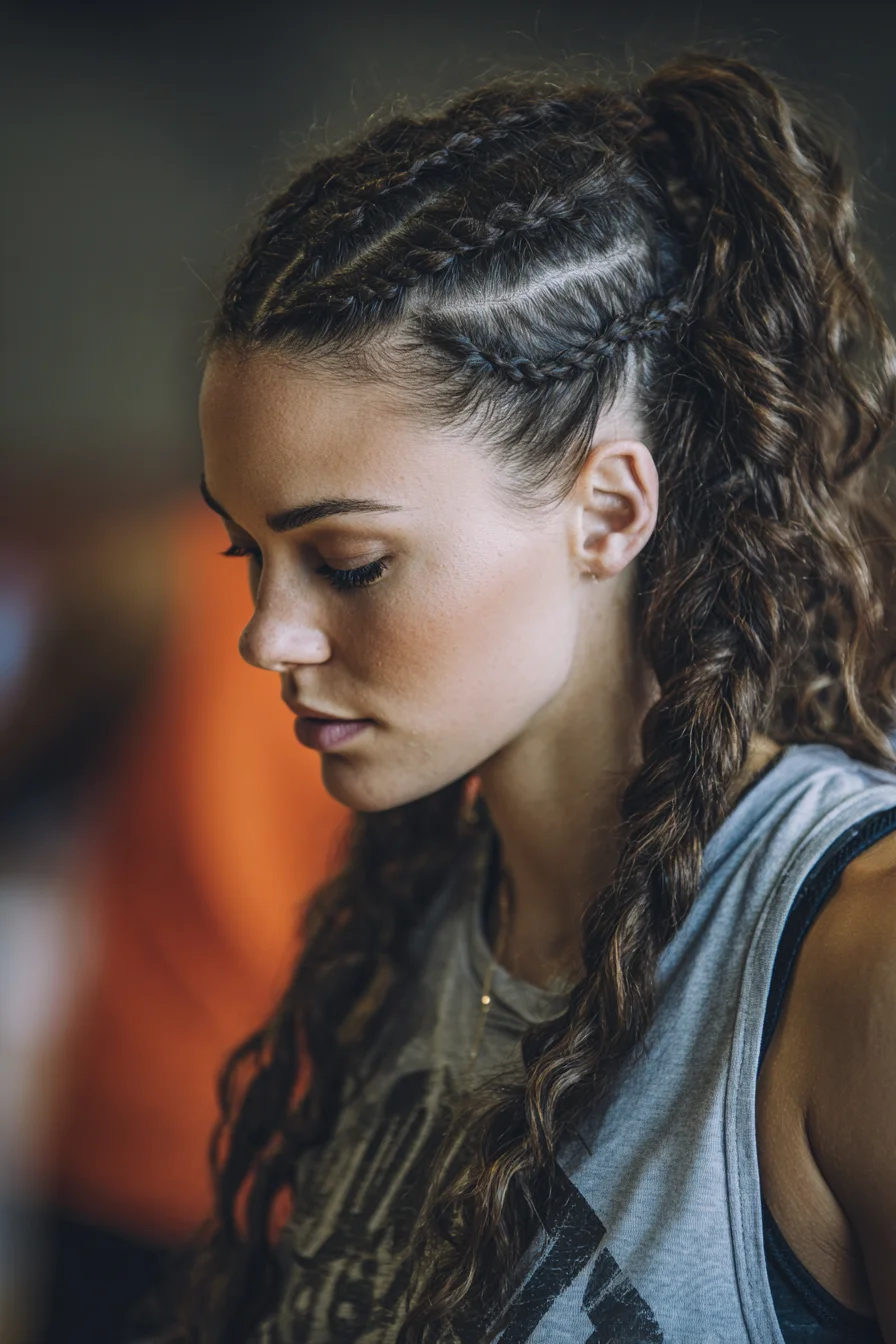 Side Cornrows into Textured High Ponytail - Braided Sporty Look