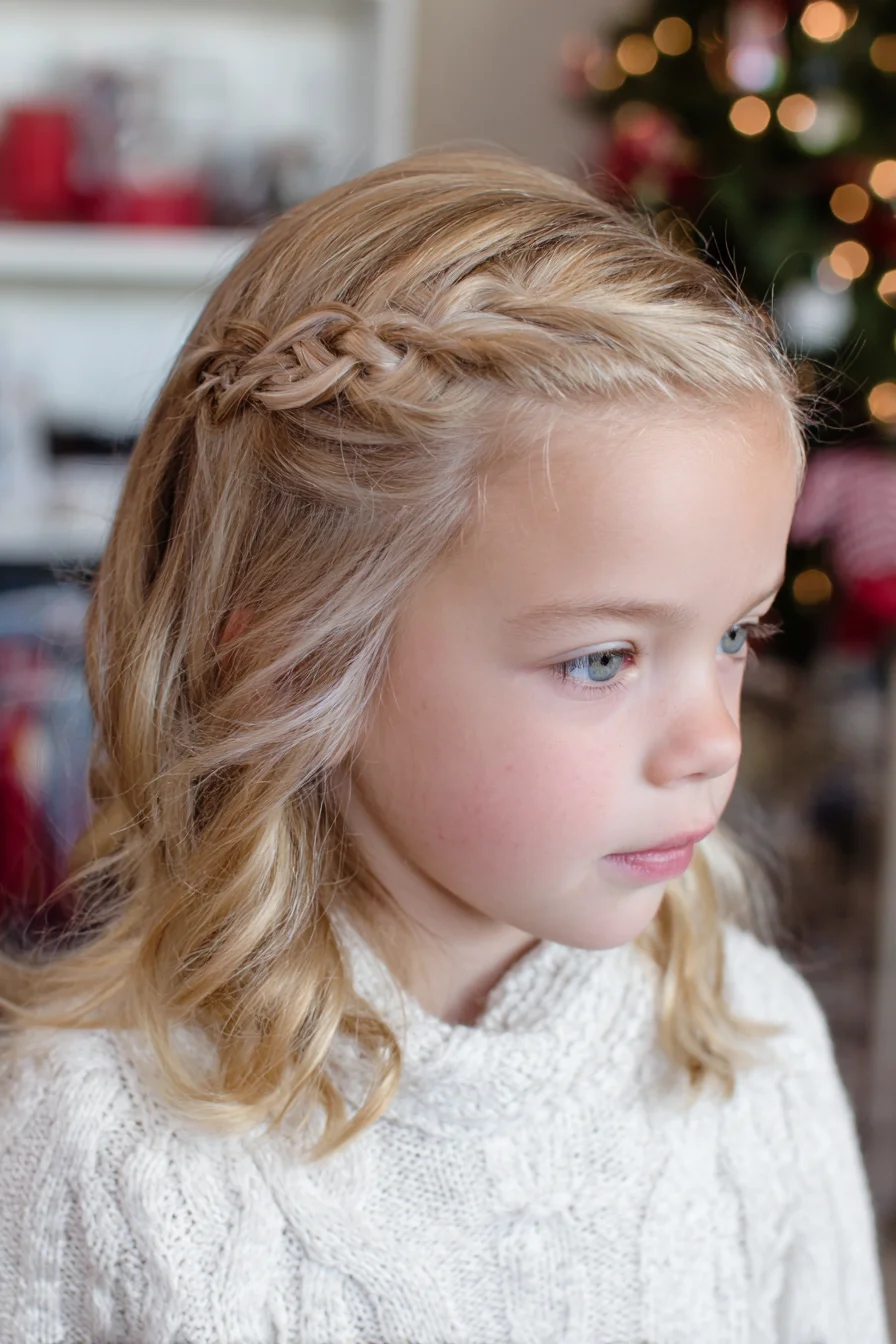 Side Lace Braid with Soft Waves — Shoulder-Length Blonde Hairstyle