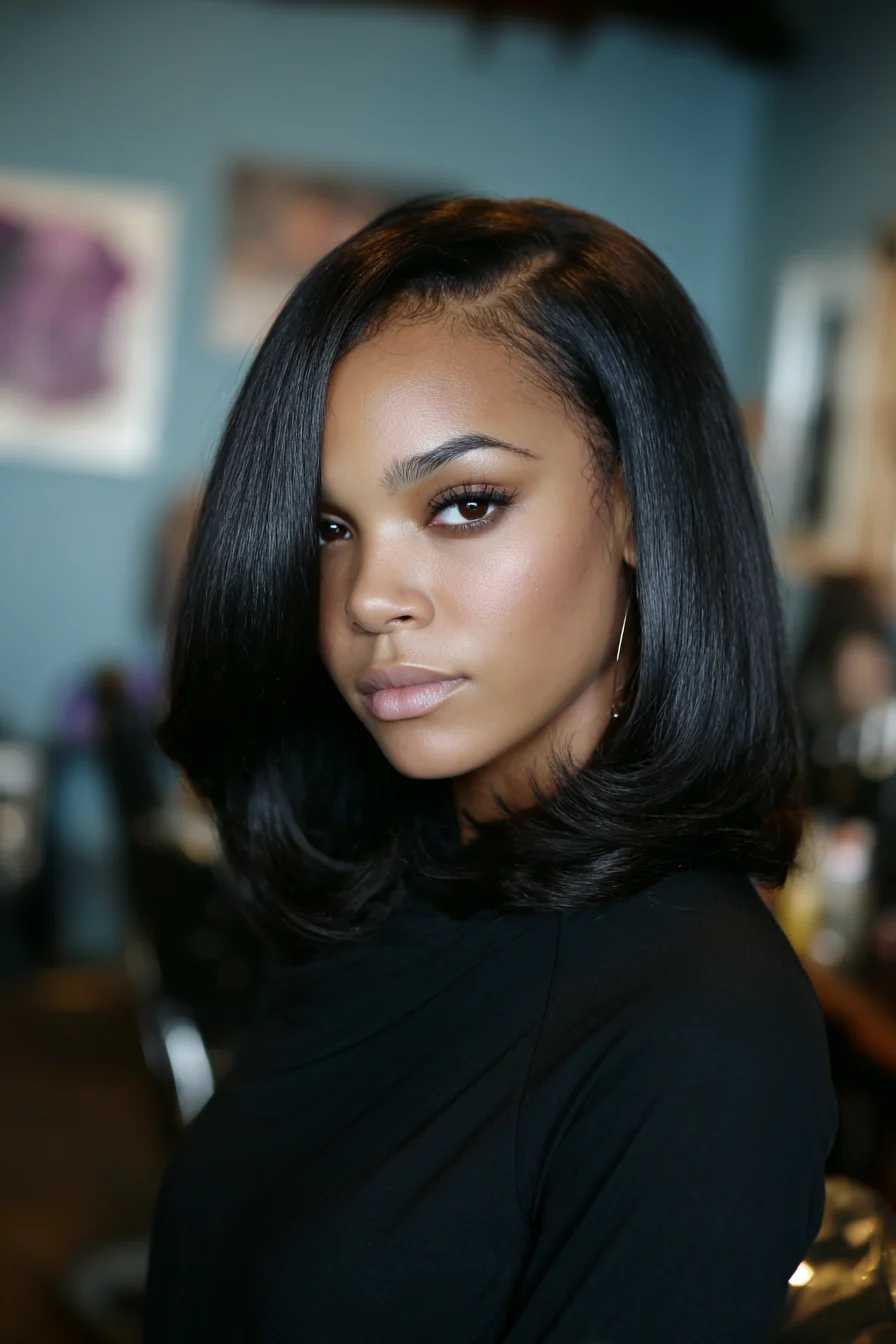 Sleek Blown-Out Bob with Face-Framing Layers