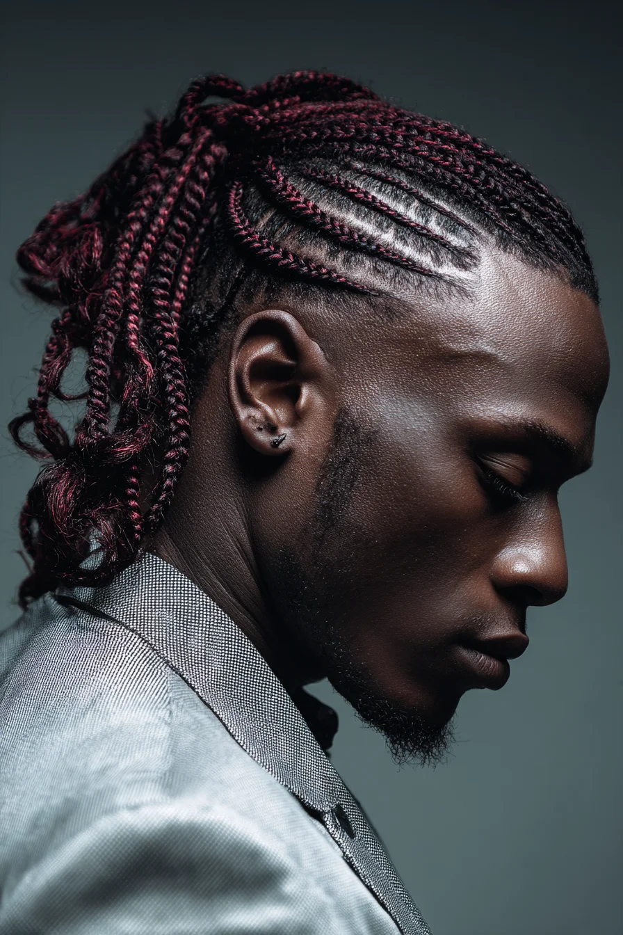 Sleek Feed‑In Cornrows with Textured Braided Ponytail