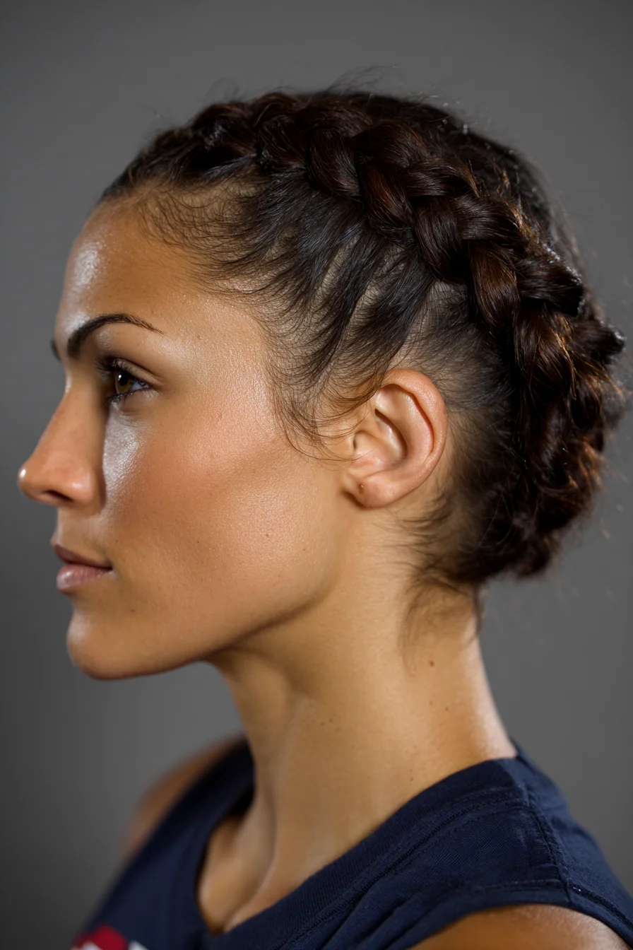 Sleek Halo Dutch Crown Braid — Braided Updo for Medium to Thick Hair