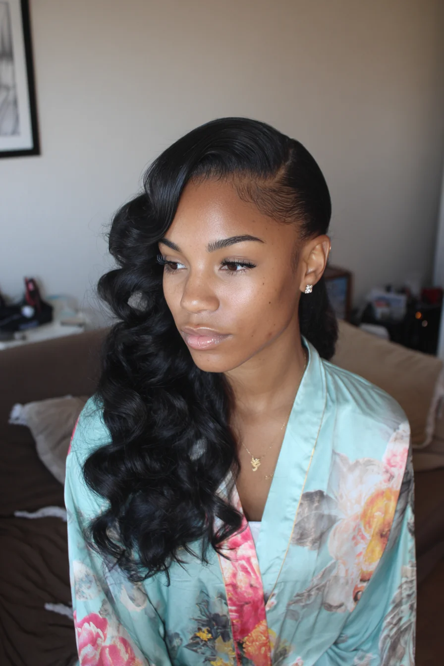 Sleek Side-Part Deep Waves with Laid Baby Hairs