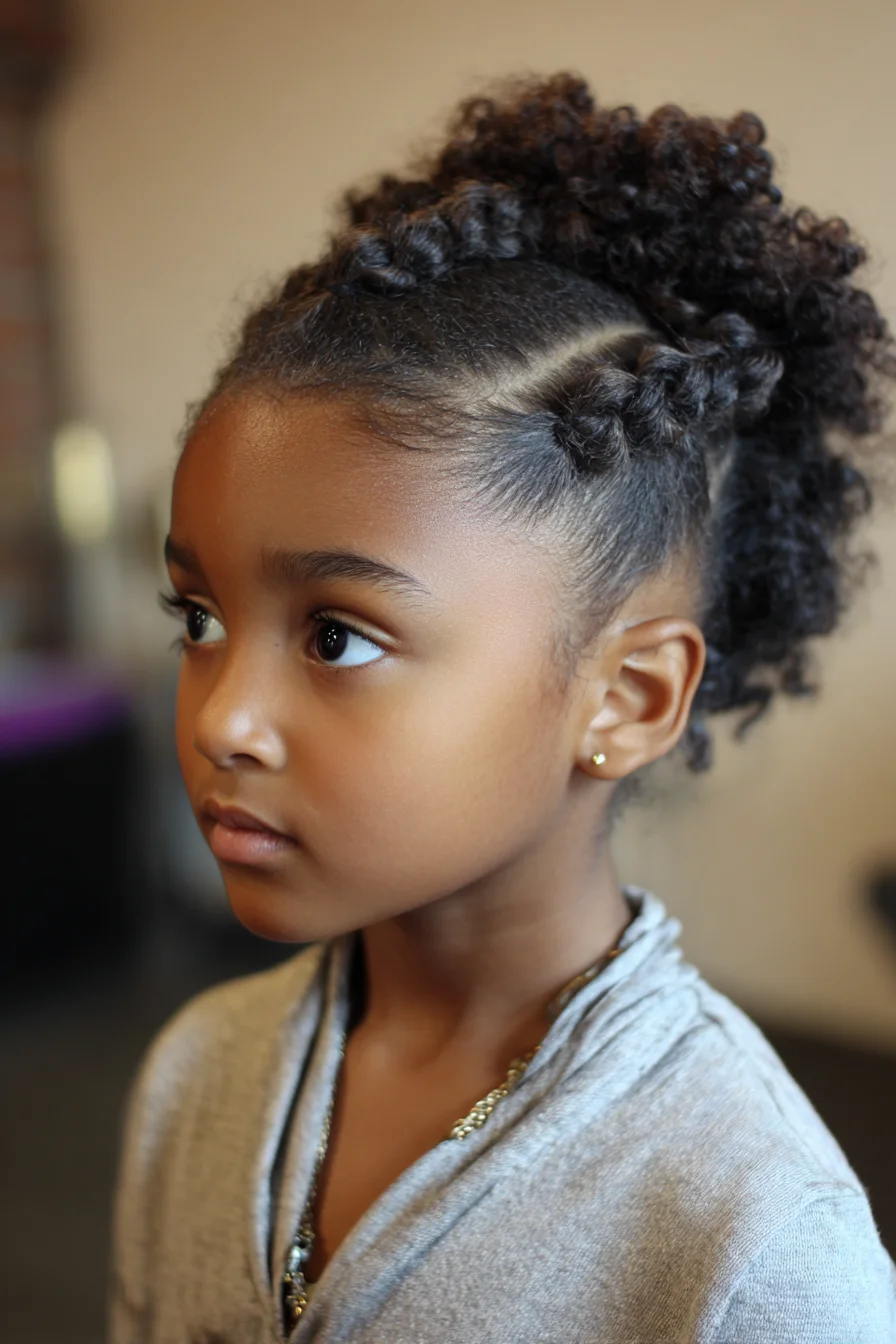 Sleek Twisted Sides with Defined Curly High Puff