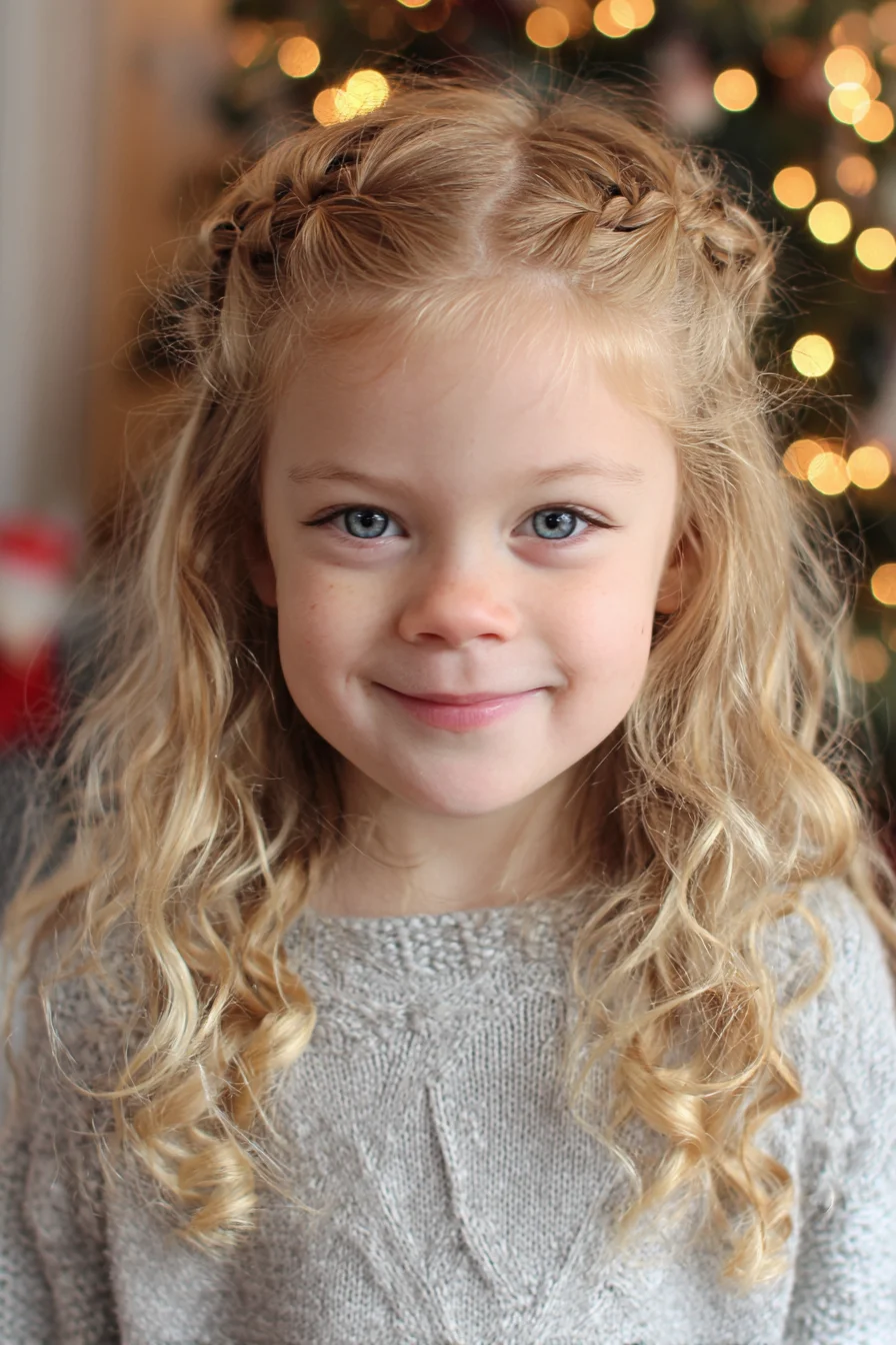 Soft Half-Up Dutch Braids with Loose Natural Curls