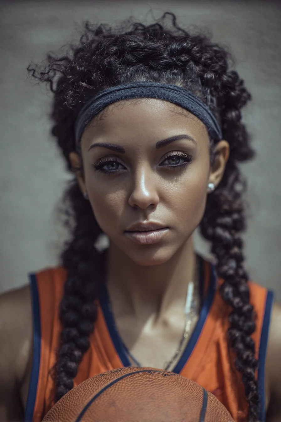 Sporty Double Boxer Braids for Curly Hair with Headband