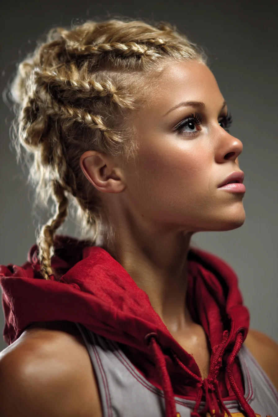 Sporty Dutch/Cornrow Boxer Braids — Tight Braids into Small Back Braids
