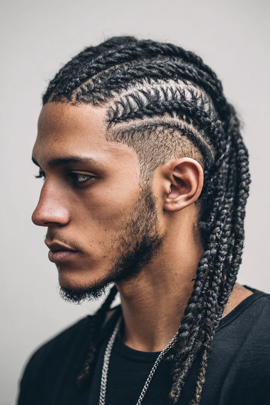 Tapered Cornrows with Feed-In Box Braids