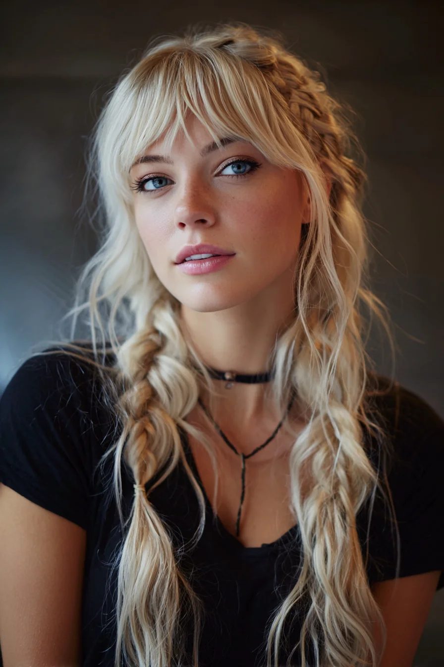 Textured Double Braids with Wispy Fringe — Boho Blonde Styling