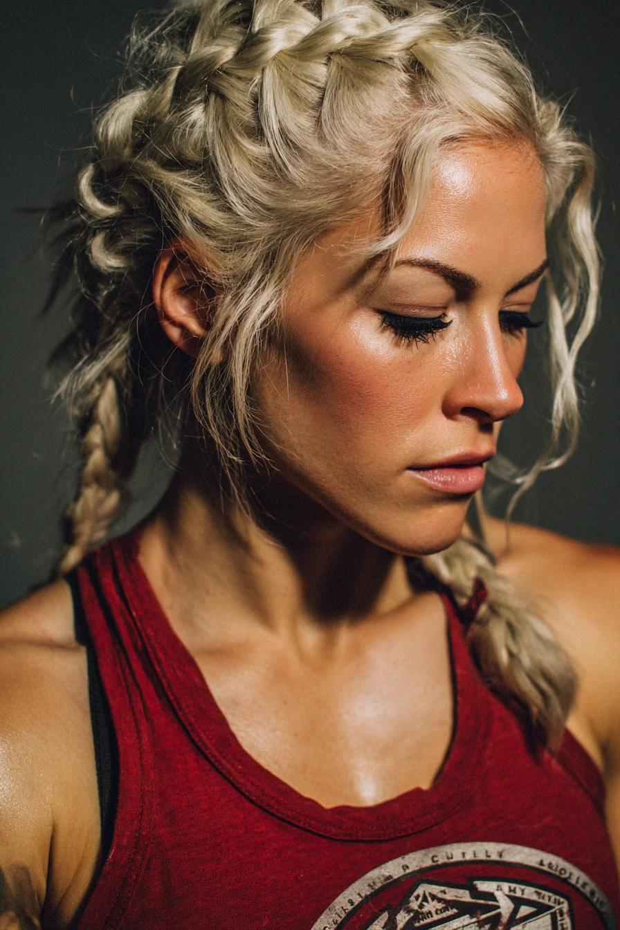 Textured Double Dutch Braids with Face‑Framing Tendrils (Platinum Blonde)