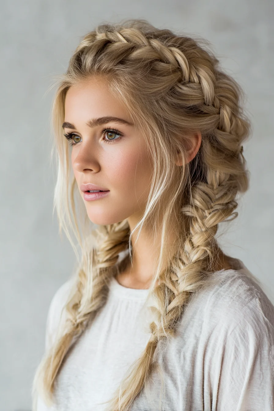 Textured Dutch Braided Pigtails with Face-Framing Pieces