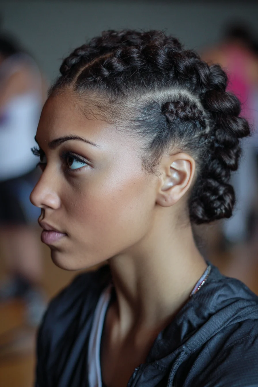 Textured Flat-Twist Protective Updo — Double Flat Twists Into Tucked Roll