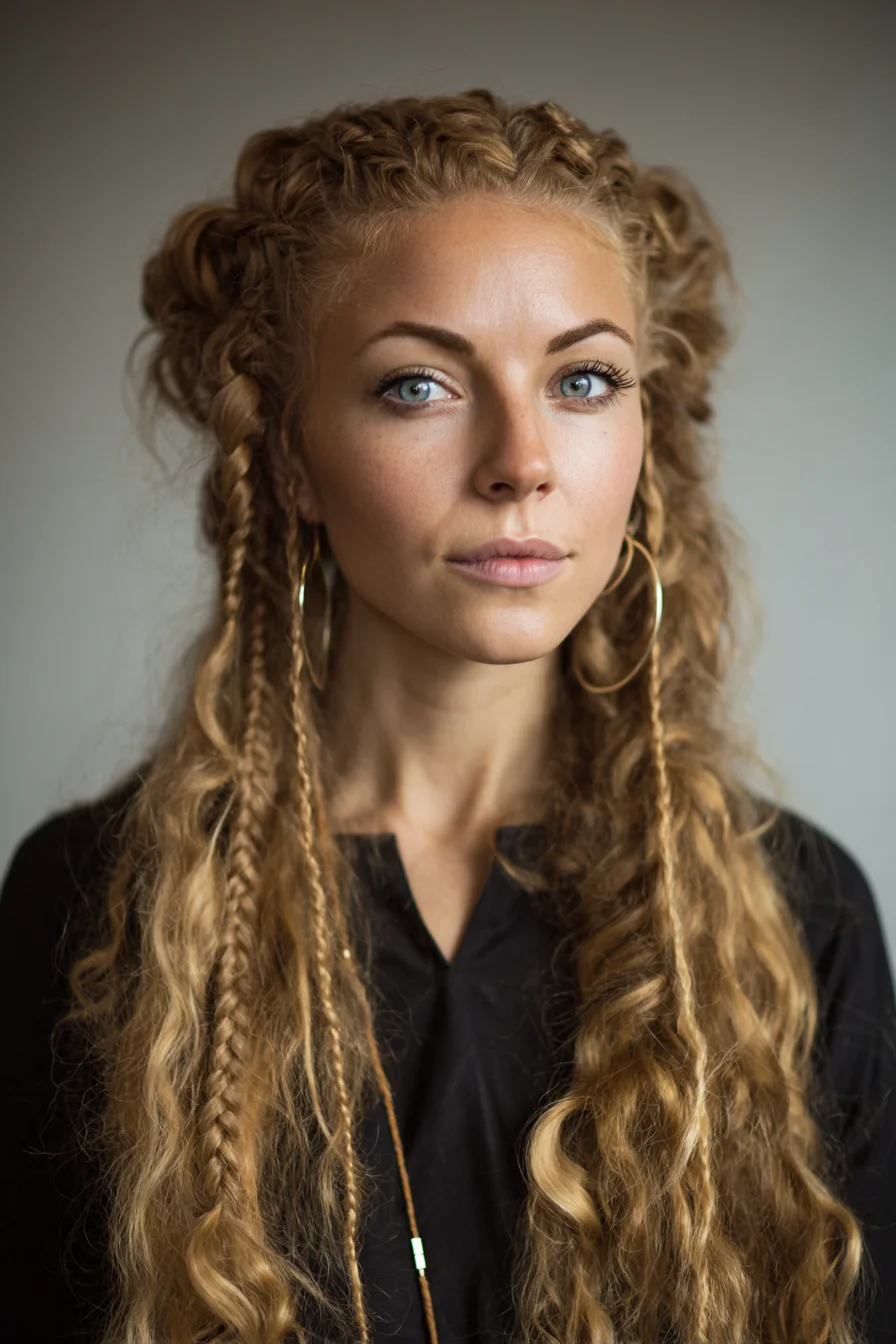 Textured Half‑Up Dutch Braids with Micro‑Braid Accents