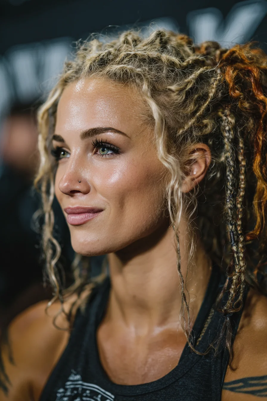 Textured Micro‑Braided High Ponytail with Loose Curly Face‑Framing Pieces