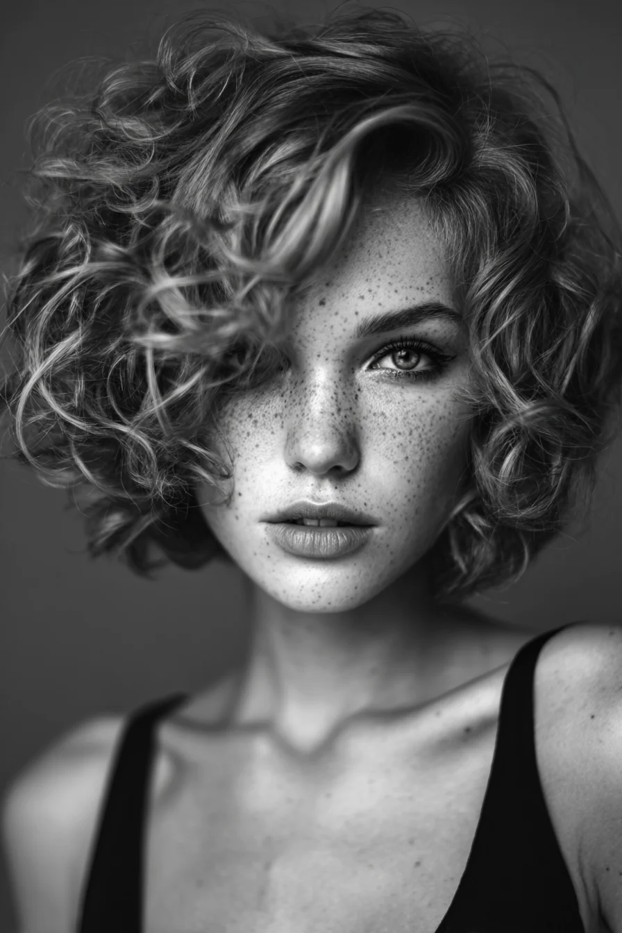 Textured Short Curly Bob — Layered Voluminous Curls