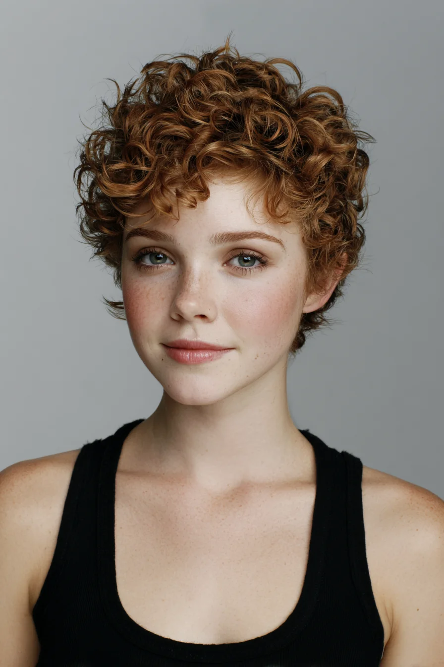 Textured Short Curly Pixie Cut – Tousled Natural Curls