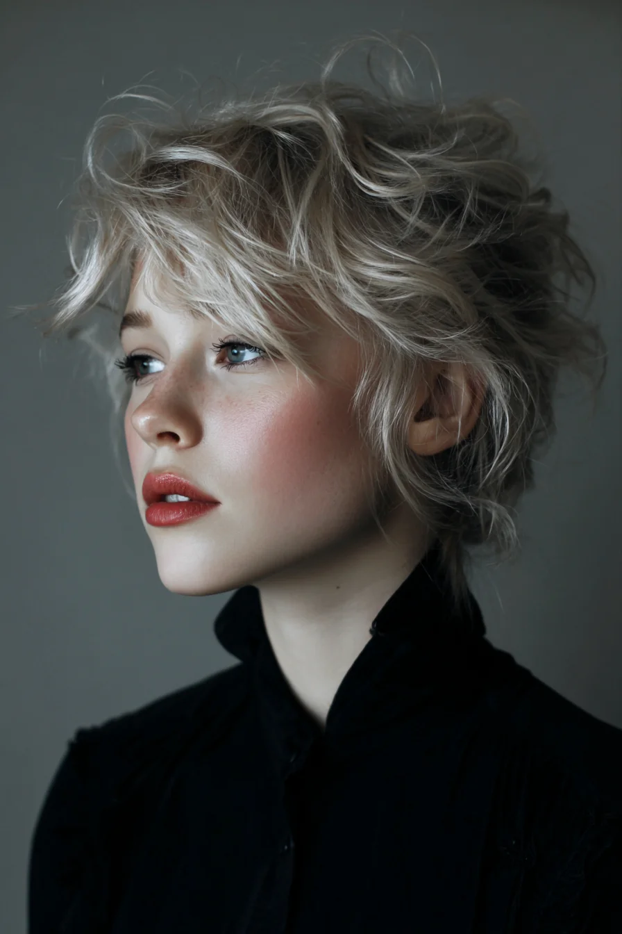 Textured Tousled Short Shag with Wispy Fringe